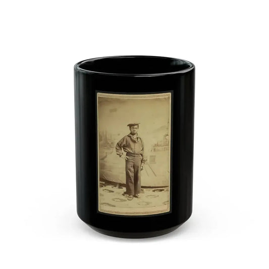 Full-Length Portrait Of An African American Sailor, Facing Front (U.S. Civil War) Black Coffee Mug 15oz - Go Mug Yourself