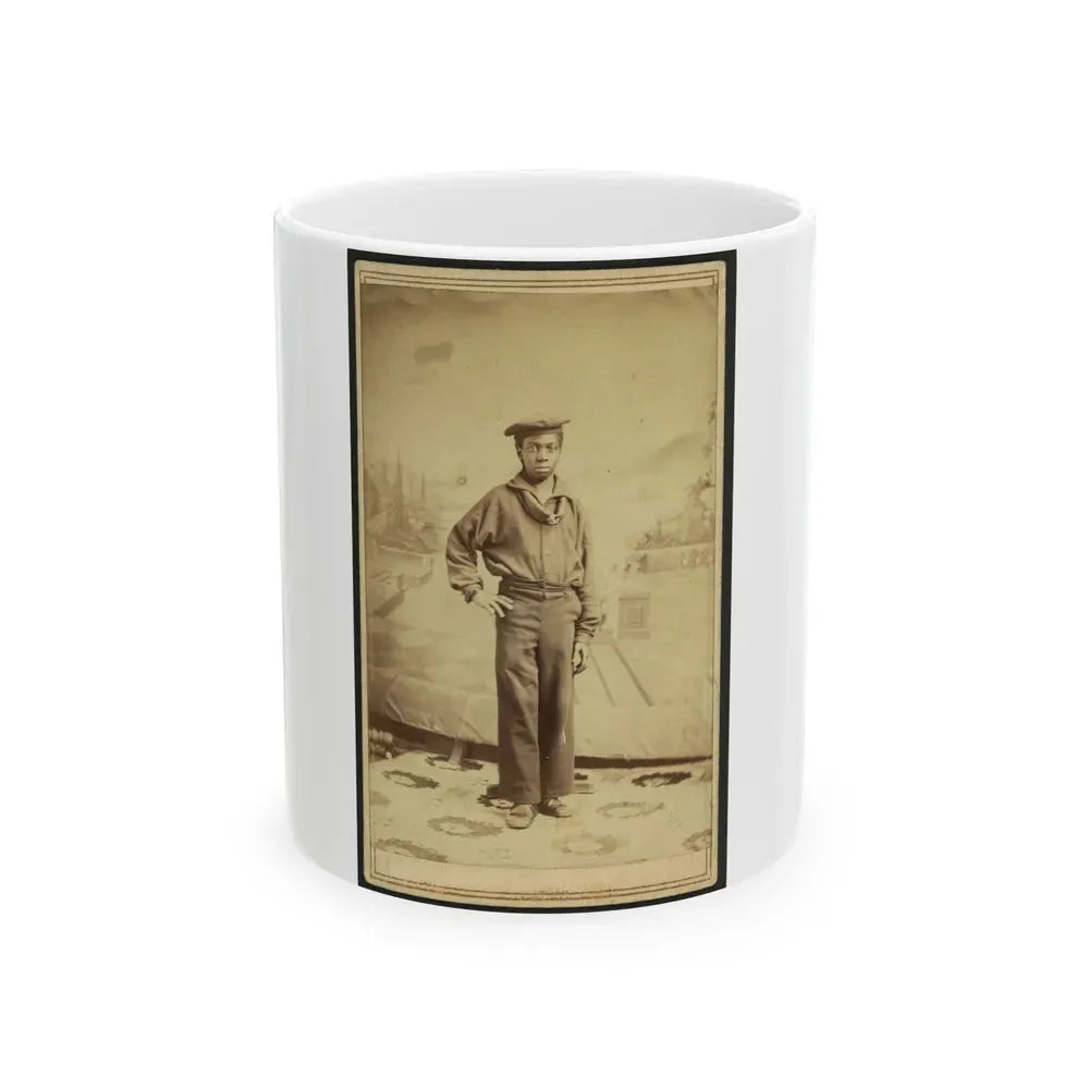 Full-Length Portrait Of An African American Sailor, Facing Front (U.S. Civil War) White Coffee Mug 11oz - Go Mug Yourself