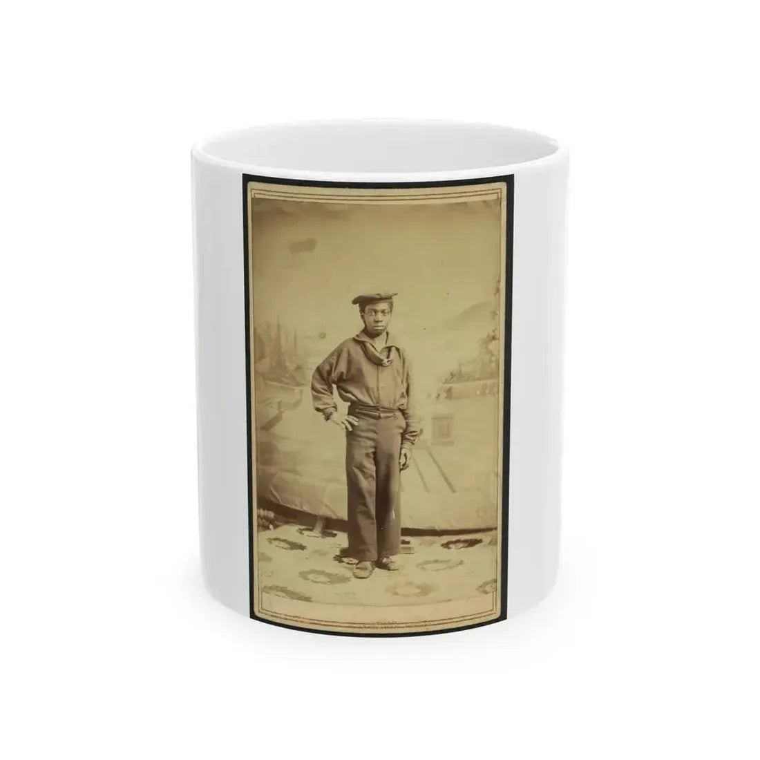 Full-Length Portrait Of An African American Sailor, Facing Front (U.S. Civil War) White Coffee Mug 11oz - Go Mug Yourself
