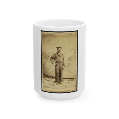 Full-Length Portrait Of An African American Sailor, Facing Front (U.S. Civil War) White Coffee Mug 15oz - Go Mug Yourself