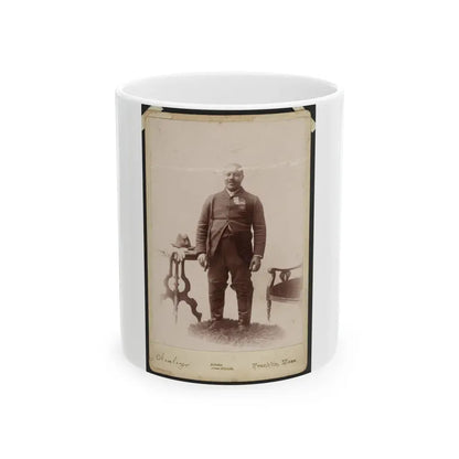 Full-Length Portrait Of An African American Veteran And Gar Member, Standing On Rug Between Table And Chair (U.S. Civil War) White Coffee Mug 11oz - Go Mug Yourself