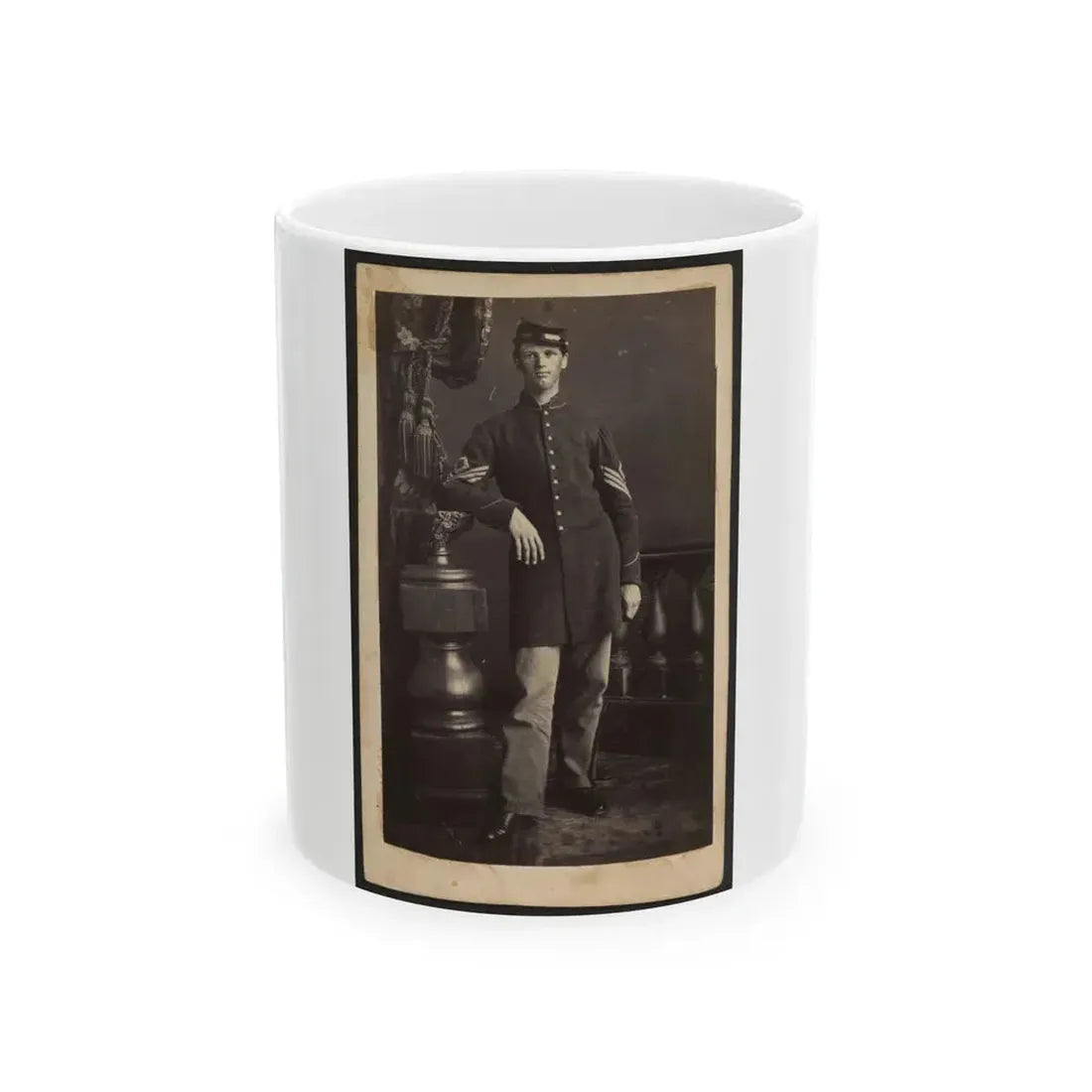 Full-Length Portrait Of An Unidentified Civil War Soldier (U.S. Civil War) White Coffee Mug 11oz - Go Mug Yourself
