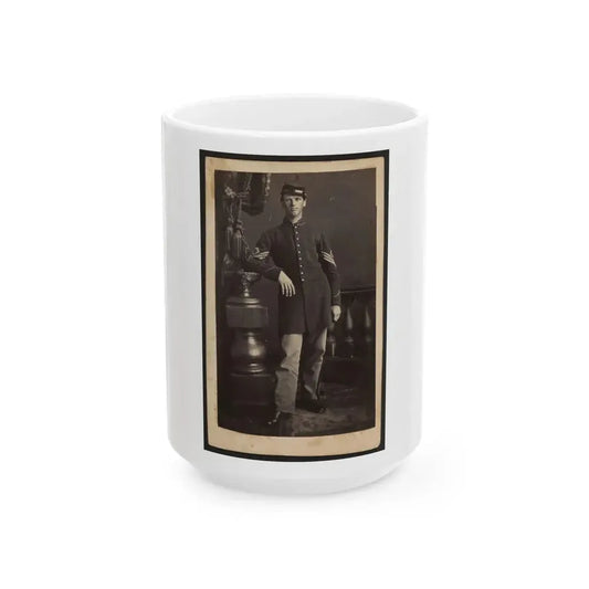 Full-Length Portrait Of An Unidentified Civil War Soldier (U.S. Civil War) White Coffee Mug 15oz - Go Mug Yourself