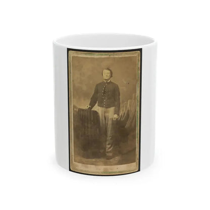 Full-Length Portrait Of Unidentified Civil War Soldier Standing Next To A Table (U.S. Civil War) White Coffee Mug 11oz - Go Mug Yourself