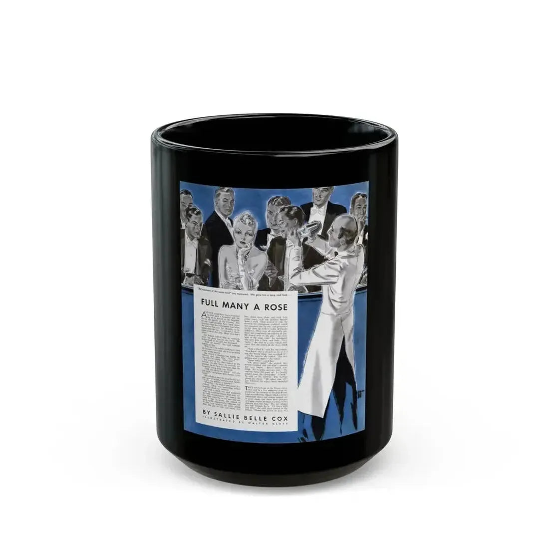 Full Many A Rose, McCall's magazine, December 1938 - Black Coffee Mug 15oz - Go Mug Yourself