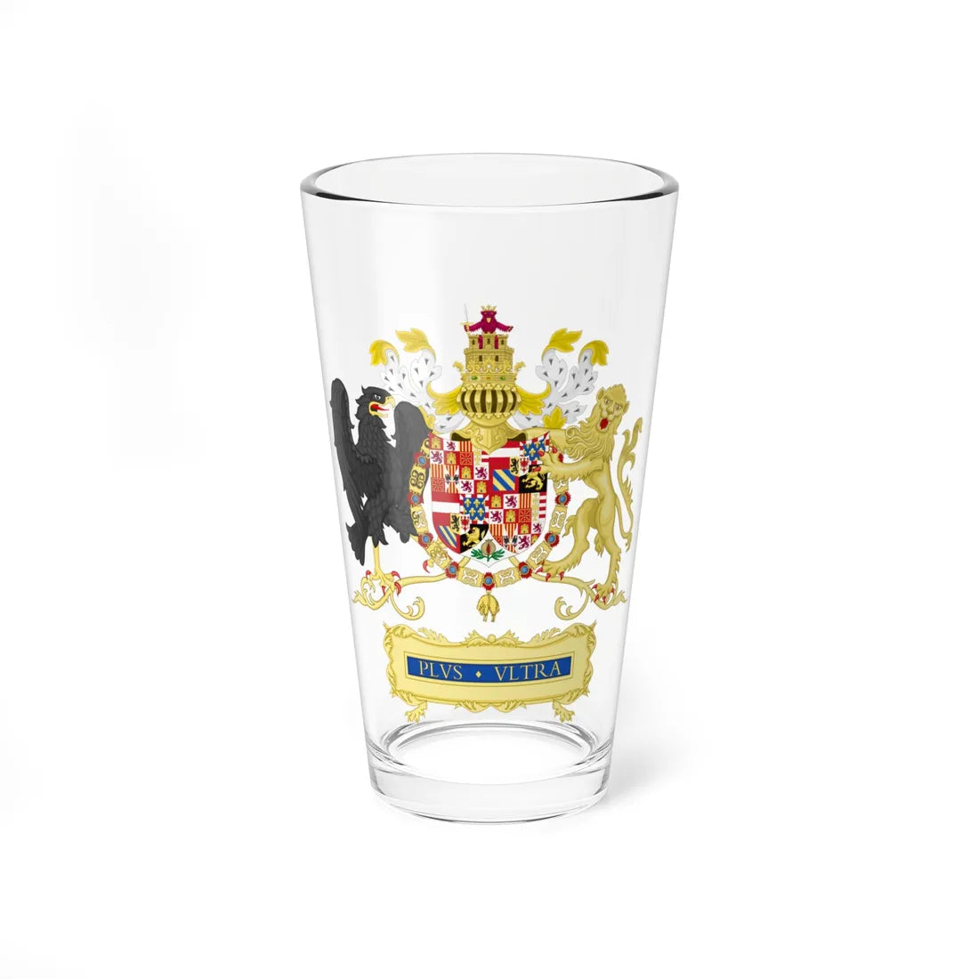 Full Ornamented Coat of Arms of Charles I of Spain 1520-1530 (Spain) (Coat of Arms) Pint Glass 16oz 16oz - Go Mug Yourself