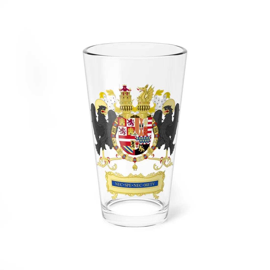 Full Ornamented Coat of arms of Philip II of Spain 1558-1580 (Spain) (Coat of Arms) Pint Glass 16oz 16oz - Go Mug Yourself