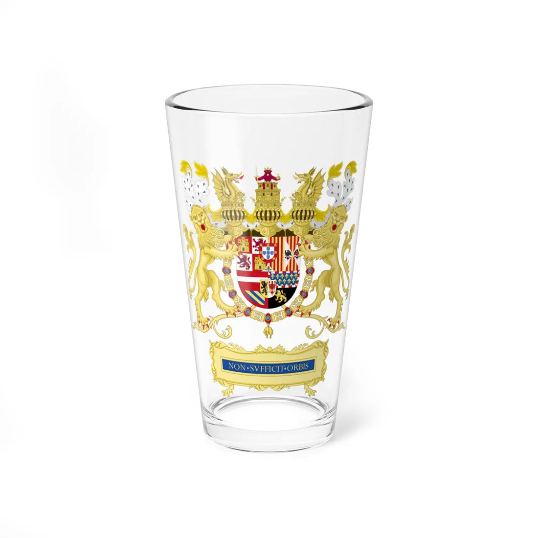 Full Ornamented Coat of Arms of Philip II of Spain 1580-1598 (Spain) (Coat of Arms) Pint Glass 16oz 16oz - Go Mug Yourself