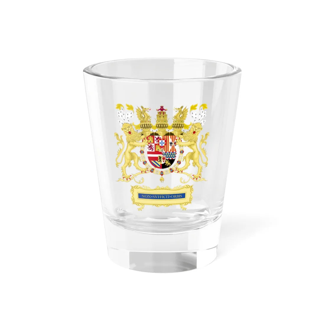 Full Ornamented Coat of Arms of Philip II of Spain 1580-1598 (Spain) (Coat of Arms) Shot Glass 1.5oz 1.5oz - Go Mug Yourself
