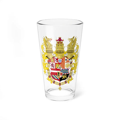 Full Ornamented Coat of Arms of Philip III and Charles V of Naples 1650-1700 (Spain) (Coat of Arms) Pint Glass 16oz 16oz - Go Mug Yourself