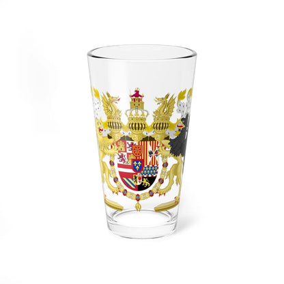 Full Ornamented Coat of Arms of Philip V of Spain with Navarre (Spain) (Coat of Arms) Pint Glass 16oz 16oz - Go Mug Yourself