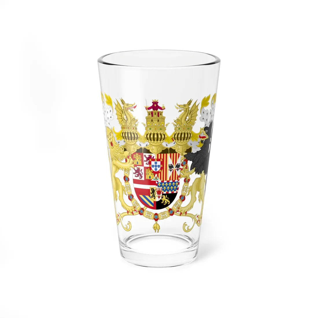 Full Ornamented Coat of Arms of Spanish House of Austria 1580-1668 (Spain) (Coat of Arms) Pint Glass 16oz 16oz - Go Mug Yourself
