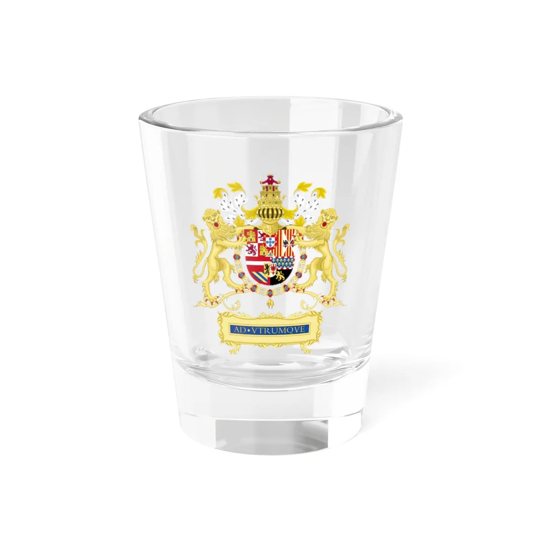 Full Ornamented Royal Coat of Arms of Spain 1621-1668 (Spain) (Coat of Arms) Shot Glass 1.5oz 1.5oz - Go Mug Yourself