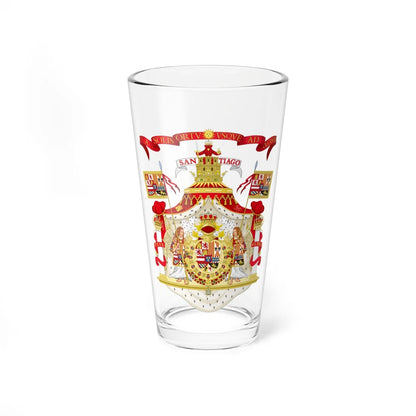 Full Ornamented Royal Coat of Arms of Spain 1700-1761 (Spain) (Coat of Arms) Pint Glass 16oz 16oz - Go Mug Yourself