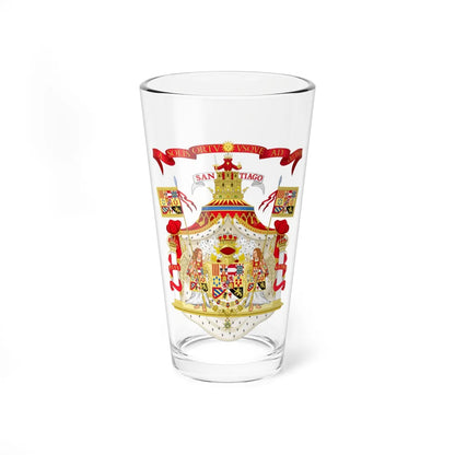Full Ornamented Royal Coat of Arms of Spain 1761-1868 and 1874-1931 (Spain) (Coat of Arms) Pint Glass 16oz 16oz - Go Mug Yourself