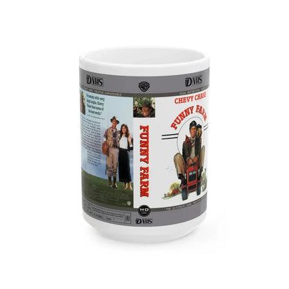 FUNNY FARM CHEVY CHASE (VHS COVER) - White Coffee Mug 15oz - Go Mug Yourself