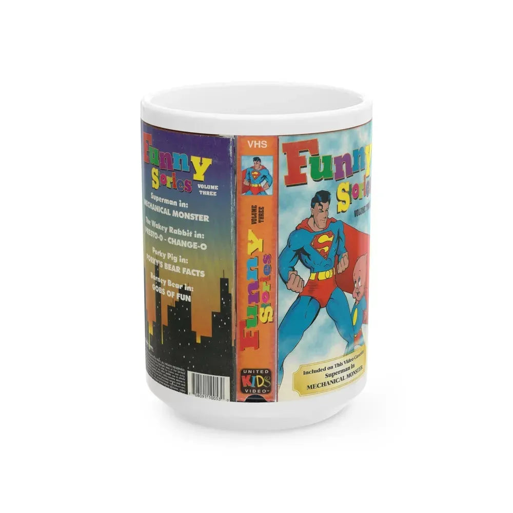 FUNNY STORIES VOLUME THREE (VHS COVER) - White Coffee Mug 15oz - Go Mug Yourself
