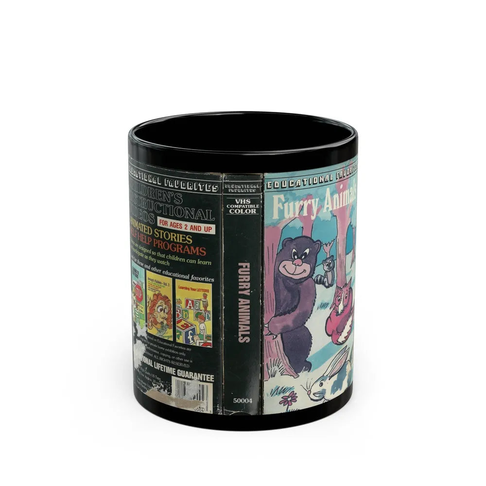 FURRY ANIMALS EDUCATIONAL FAVORITES (VHS COVER) - Black Coffee Mug-11oz-Go Mug Yourself