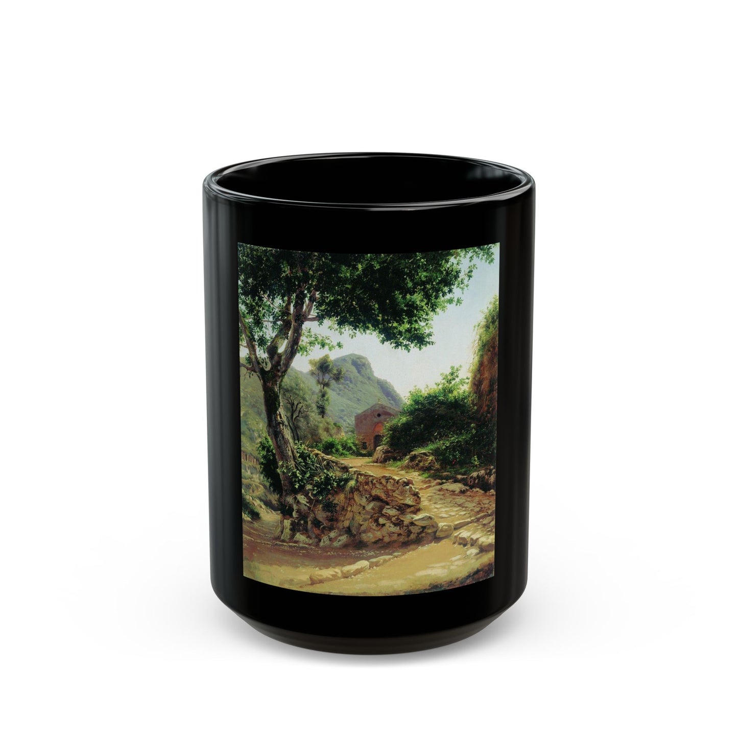 Fyodor Bronnikov (1827-1902) Landscape with tree - Black Coffee Mug-15oz-Go Mug Yourself