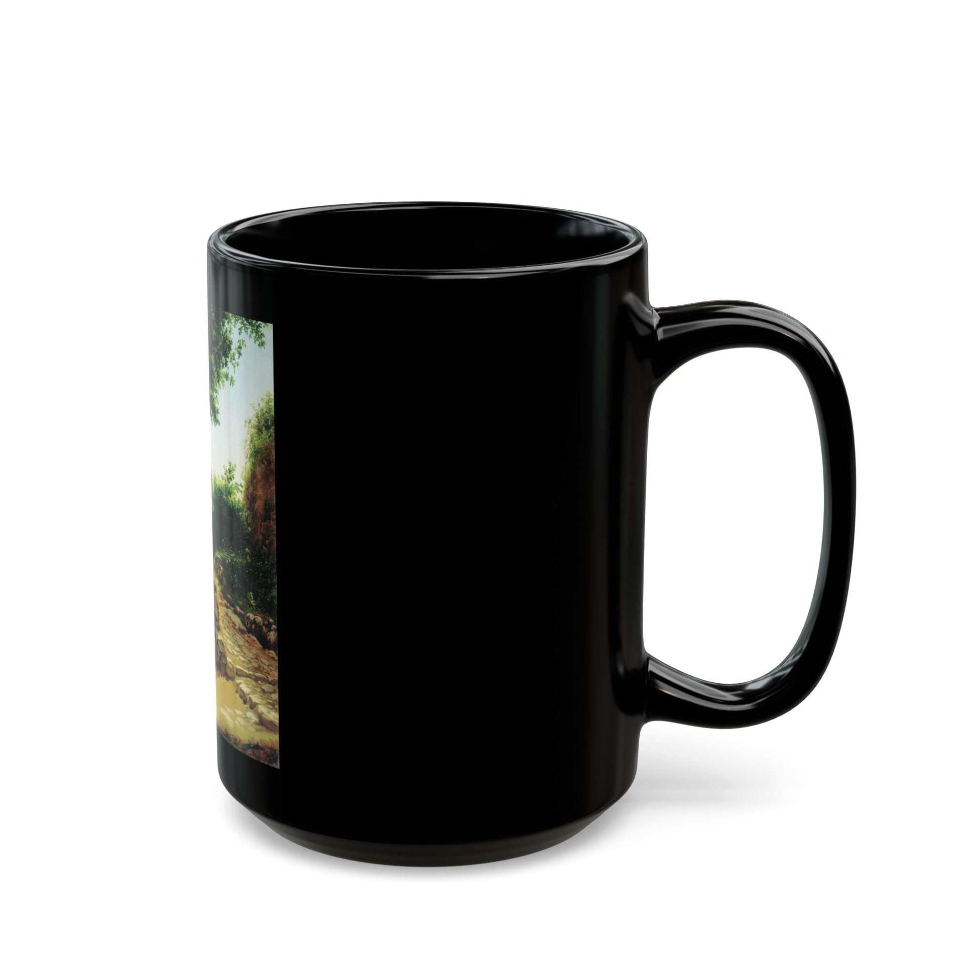 Fyodor Bronnikov (1827-1902) Landscape with tree - Black Coffee Mug-Go Mug Yourself