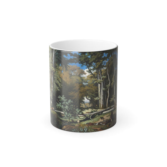 Gabriel Bouret (1817-1890) Travellers resting in a clearing - Oil on Canvas 1843 - Color Changing Mug 11oz-11oz-Go Mug Yourself