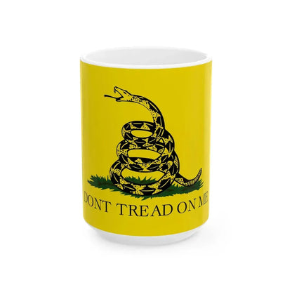 Gadsden flag (United States) White Coffee Mug 15oz - Go Mug Yourself