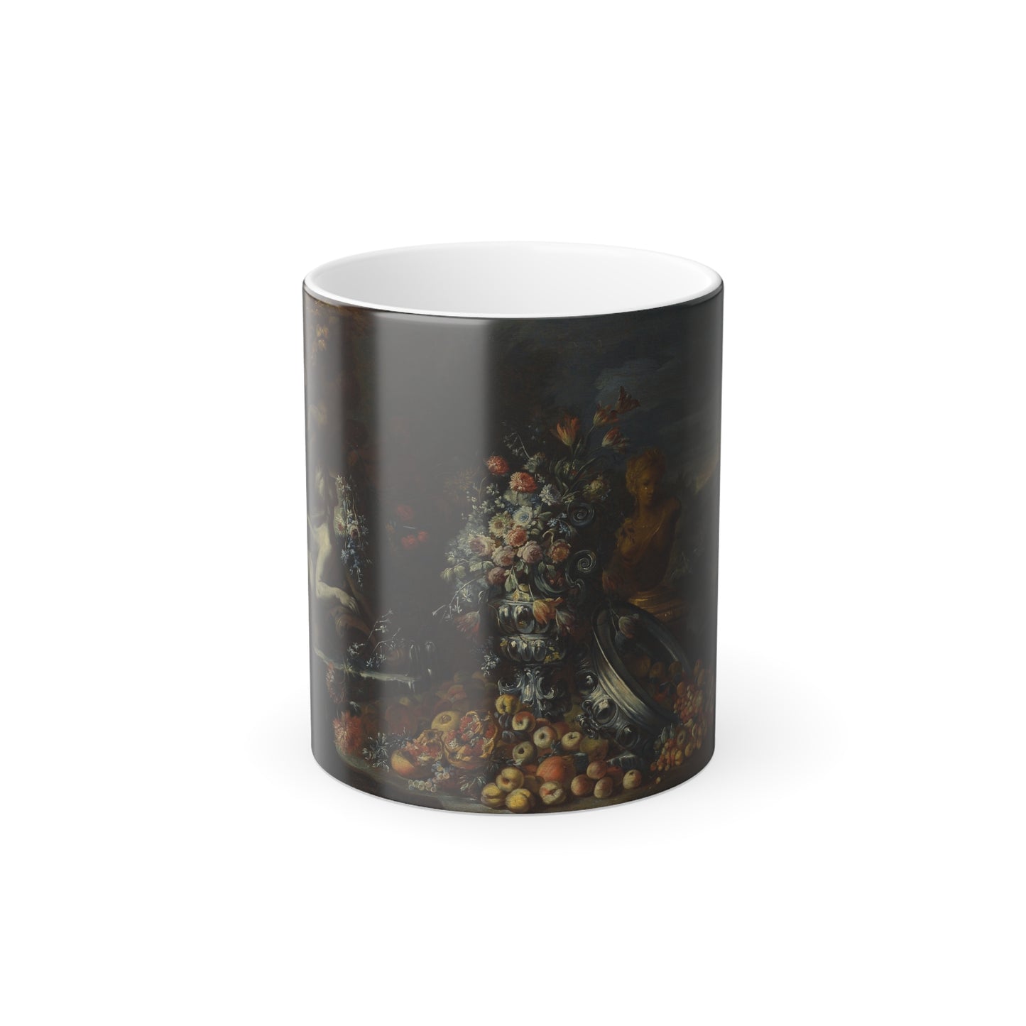Gaetano Cusati (%3f-1720) Still Life with Flowers and Fruits - Oil on Canvas - Color Changing Mug 11oz-11oz-Go Mug Yourself