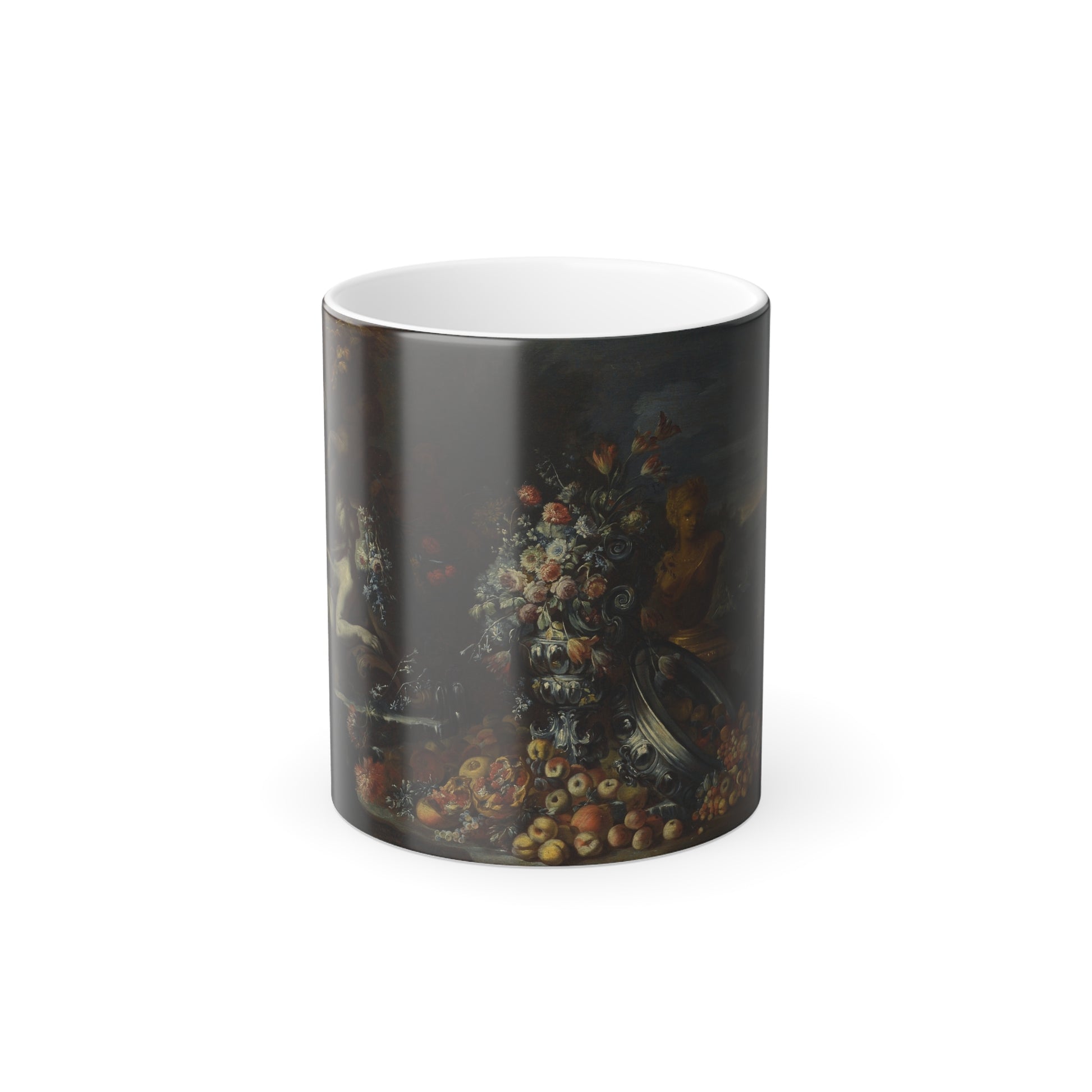 Gaetano Cusati (%3f-1720) Still Life with Flowers and Fruits - Oil on Canvas - Color Changing Mug 11oz-11oz-Go Mug Yourself
