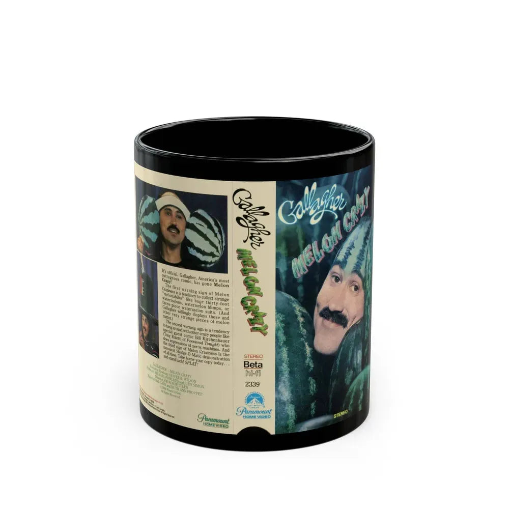 GALLAGER MELON CRAZY (VHS COVER) - Black Coffee Mug 11oz - Go Mug Yourself