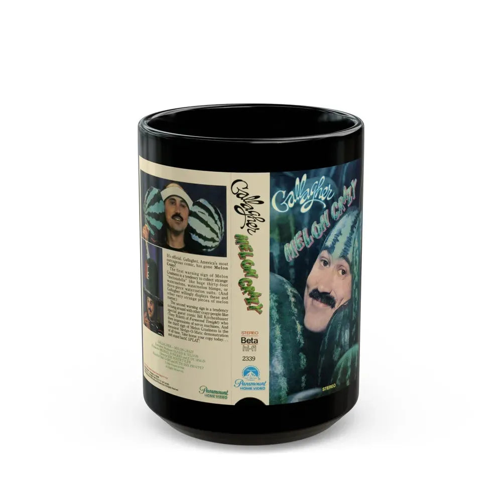 GALLAGER MELON CRAZY (VHS COVER) - Black Coffee Mug 15oz - Go Mug Yourself