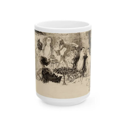 Gambling Night, Harpers Bazar illustration, 1923 - White Coffee Mug 15oz - Go Mug Yourself