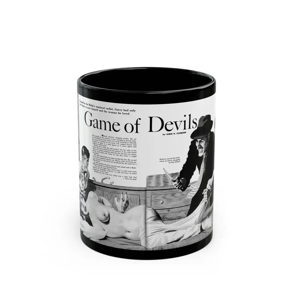 Game of Devils, Adam magazine, February 1961 - Black Coffee Mug 11oz - Go Mug Yourself