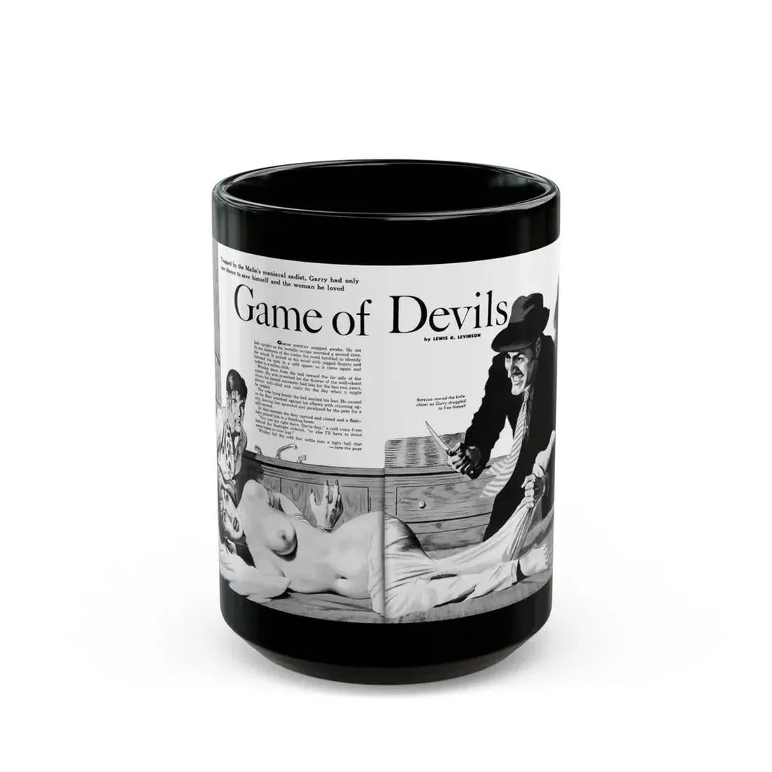 Game of Devils, Adam magazine, February 1961 - Black Coffee Mug - Go Mug Yourself