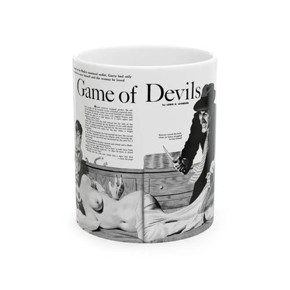 Game of Devils, Adam magazine, February 1961 - White Coffee Mug 11oz - Go Mug Yourself