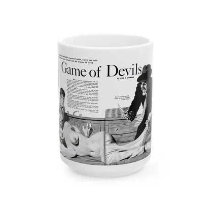 Game of Devils, Adam magazine, February 1961 - White Coffee Mug 15oz - Go Mug Yourself