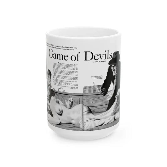 Game of Devils, Adam magazine, February 1961 - White Coffee Mug 15oz - Go Mug Yourself