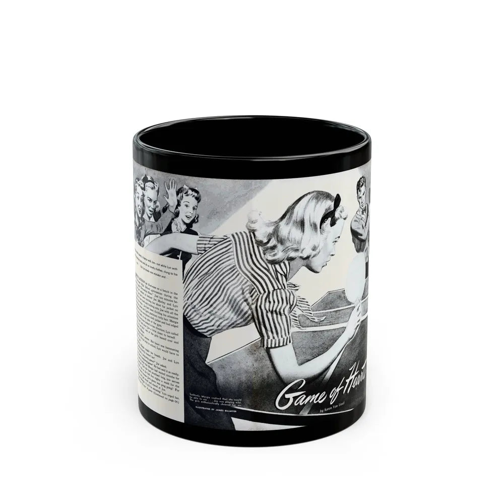 Game of Hearts, Miss America magazine, February 1946 - Black Coffee Mug-11oz-Go Mug Yourself