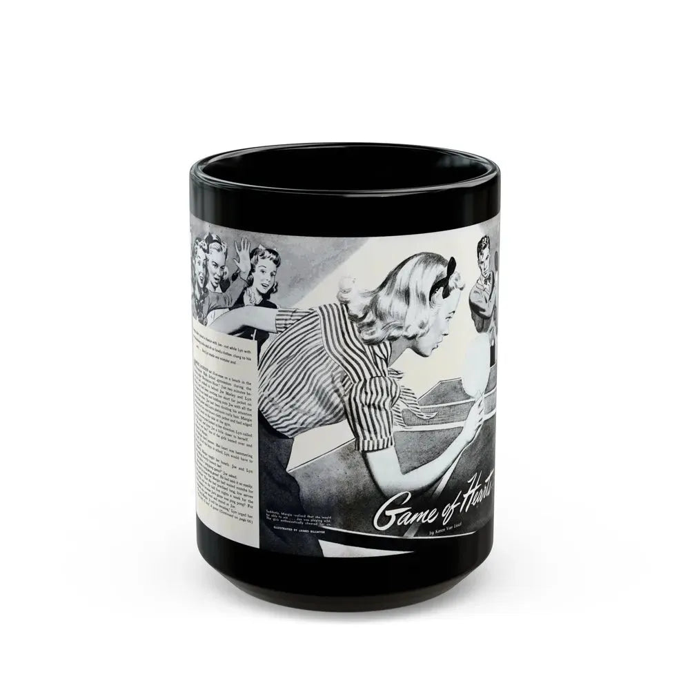 Game of Hearts, Miss America magazine, February 1946 - Black Coffee Mug 15oz - Go Mug Yourself