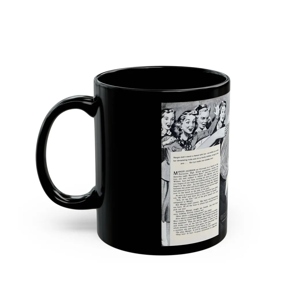 Game of Hearts, Miss America magazine, February 1946 - Black Coffee Mug-Go Mug Yourself