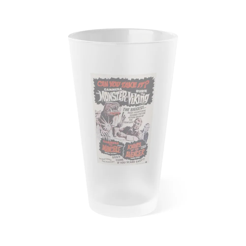 GAMERA THE INVINCIBLE + KNIVES OF THE AVENGER 1966 Movie Poster - Frosted Pint Glass 16oz-16oz-Frosted-Go Mug Yourself