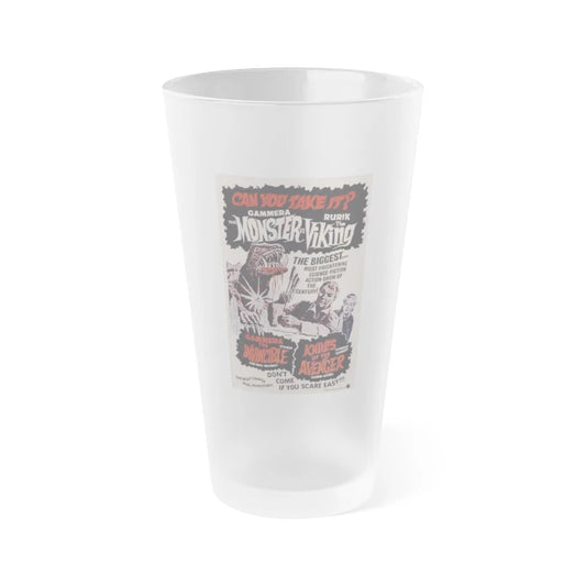 GAMERA THE INVINCIBLE + KNIVES OF THE AVENGER 1966 Movie Poster - Frosted Pint Glass 16oz-16oz-Frosted-Go Mug Yourself