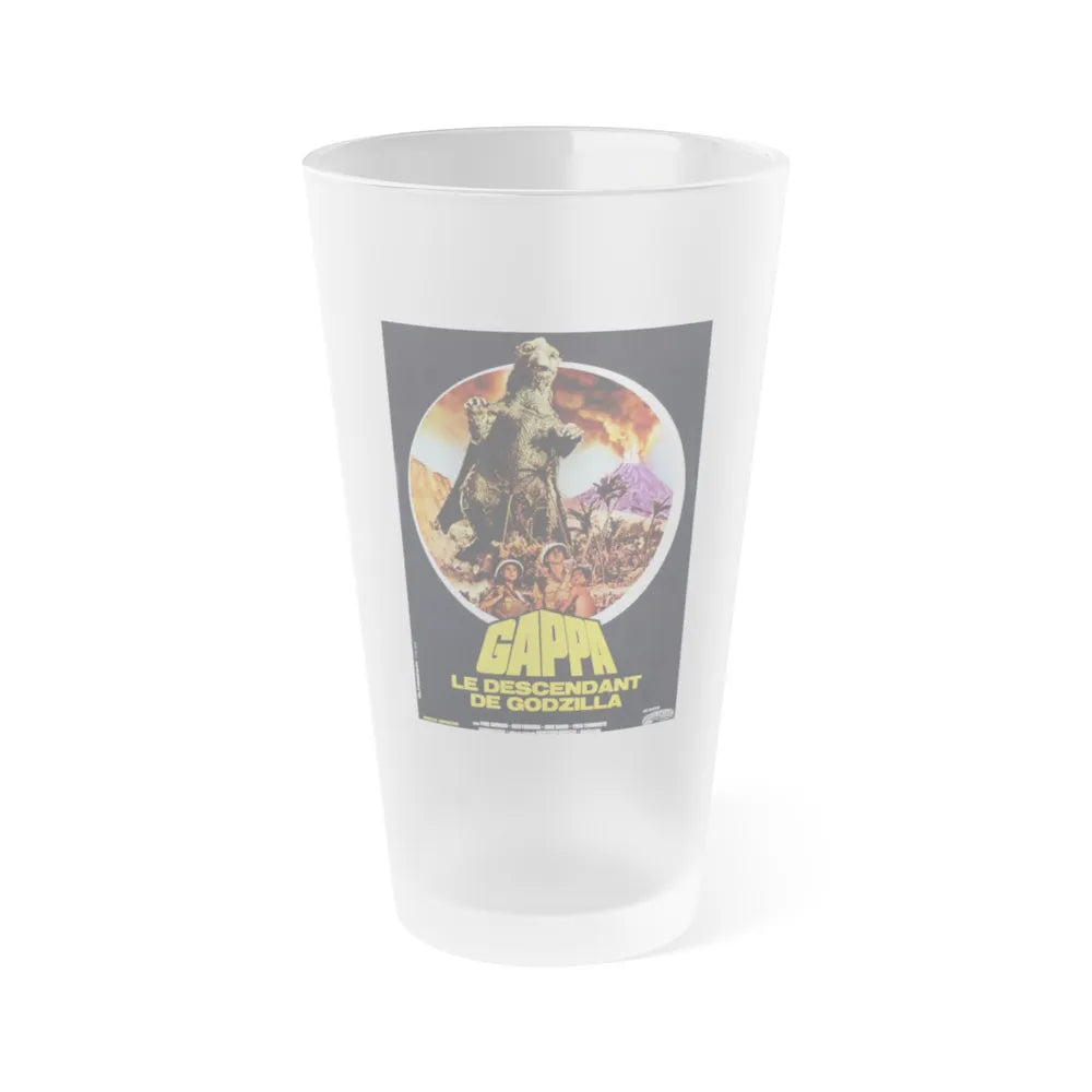 GAMERA VS JIGER (FRENCH) 1970 Movie Poster - Frosted Pint Glass 16oz-16oz-Frosted-Go Mug Yourself