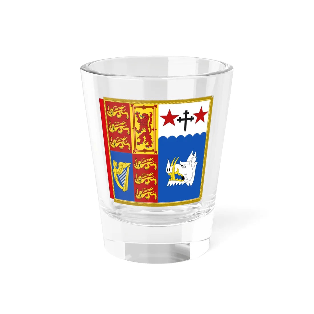 Garter Banner of Queen Camilla (United Kingdom) Shot Glass 1.5oz 1.5oz - Go Mug Yourself