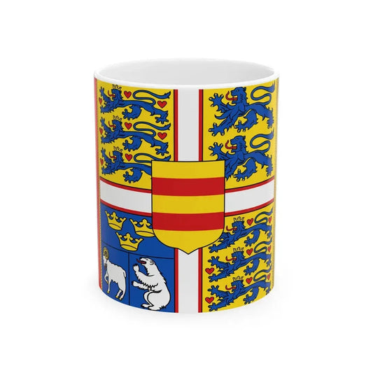 Garter Banner of the Danish Monarch (Denmark) White Coffee Mug 11oz - Go Mug Yourself