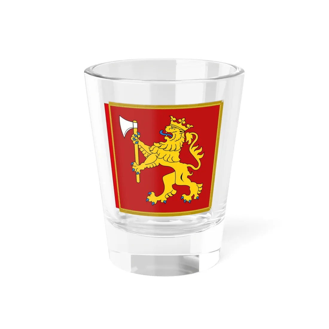 Garter Banner of the Norwegian Monarch (United Kingdom) Shot Glass 1.5oz 1.5oz - Go Mug Yourself