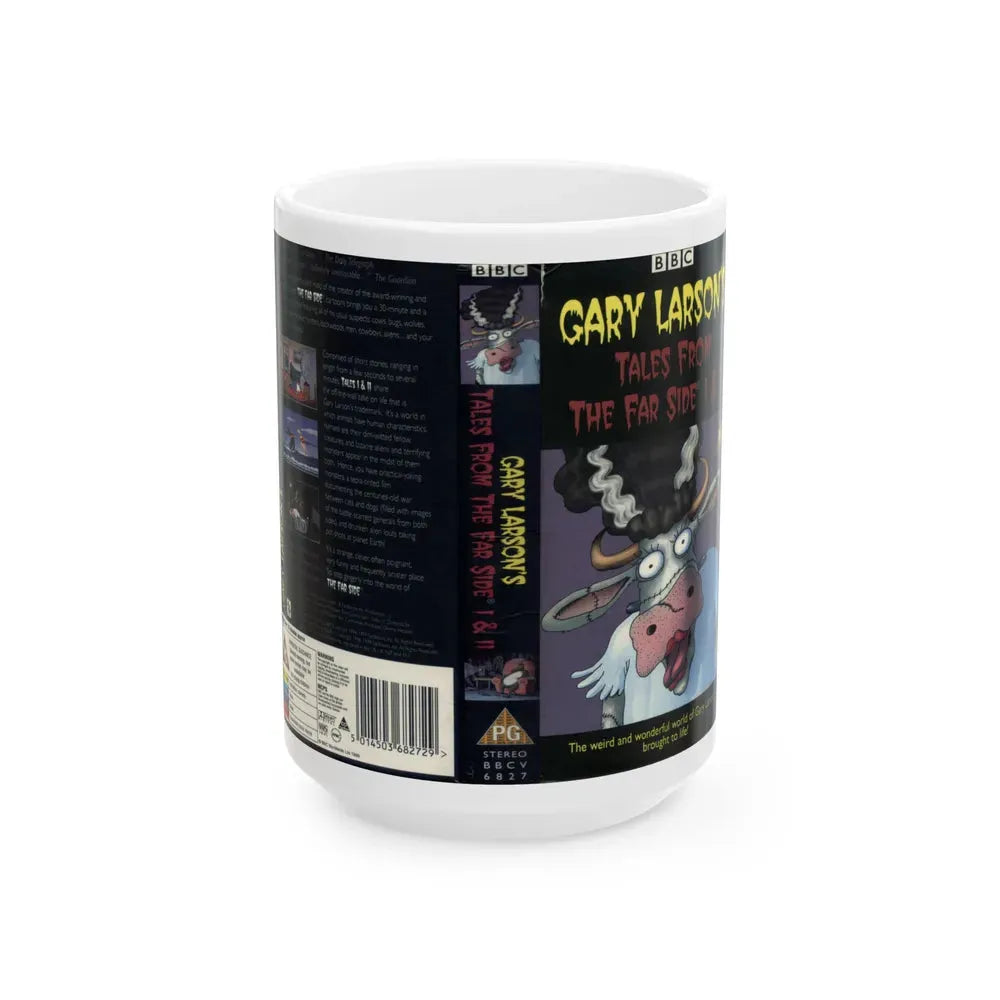GARY LARSONS TALES FROM THE FAR SIDE 1 AND 2 (VHS COVER) - White Coffee Mug 15oz - Go Mug Yourself