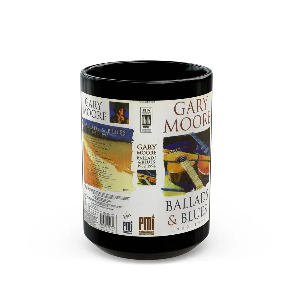 GARY MOORE BALLADS AND BLUES (VHS COVER) - Black Coffee Mug 15oz - Go Mug Yourself