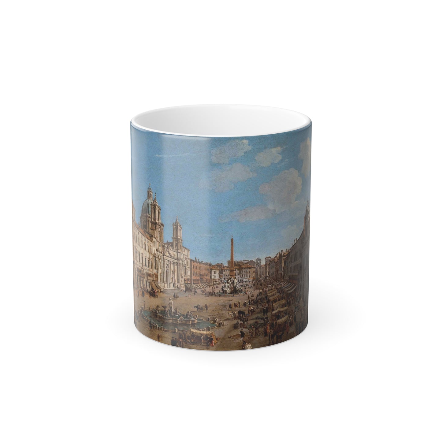 Gaspar van Wittel (1652-1736) The Piazza Navona, Rome - Oil on Copper - Color Changing Mug 11oz-11oz-Go Mug Yourself