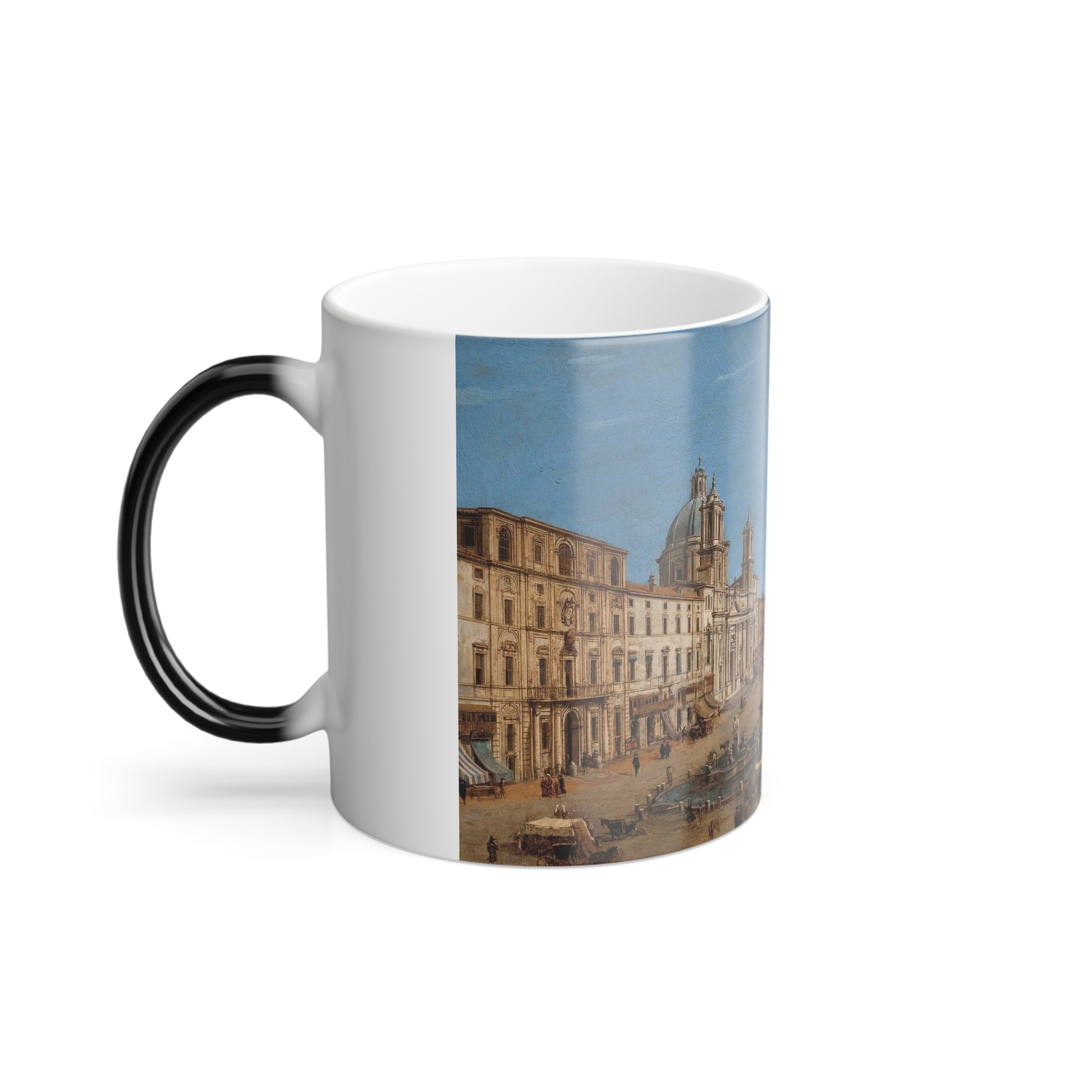 Gaspar van Wittel (1652-1736) The Piazza Navona, Rome - Oil on Copper - Color Changing Mug 11oz-Go Mug Yourself