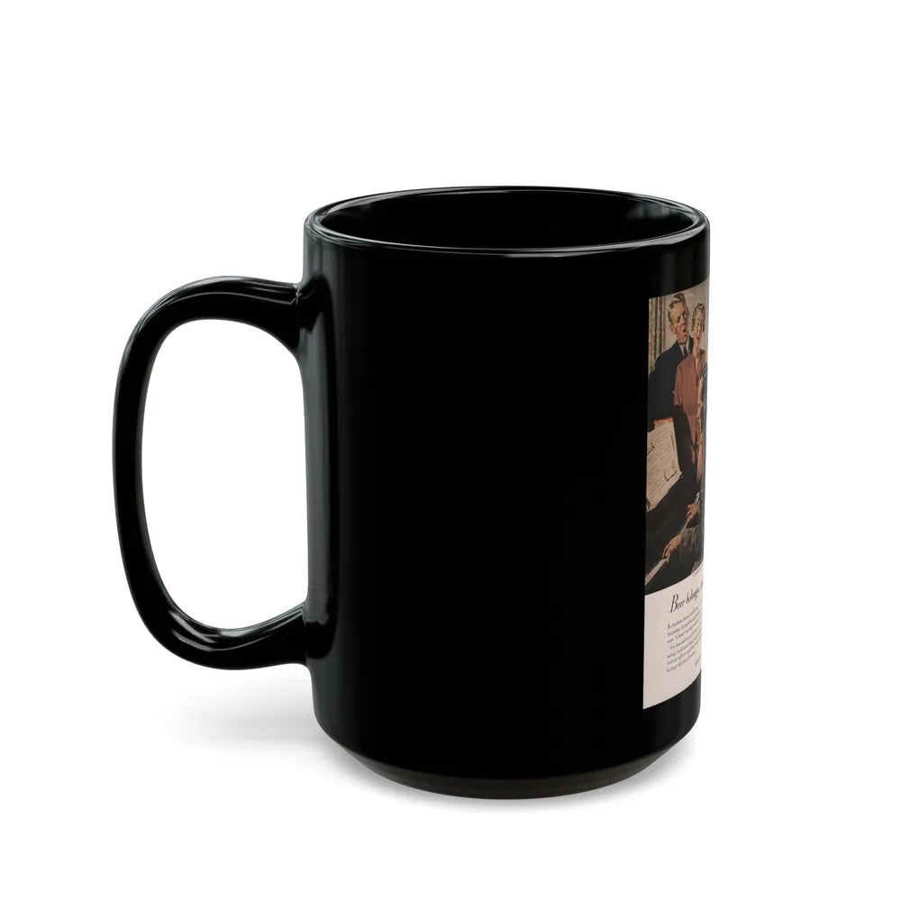 Gathered Around The Piano, Look magazine, January 1949 - Black Coffee Mug-Go Mug Yourself